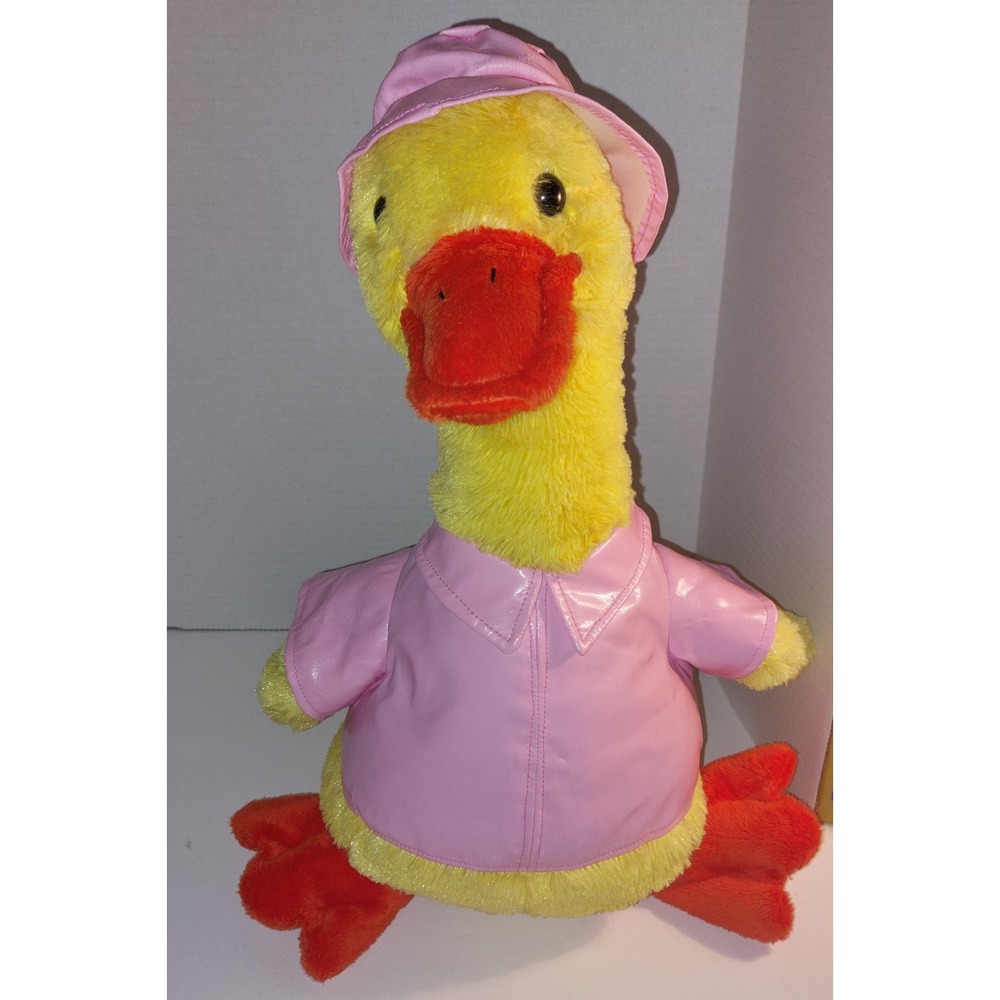Hug & Luv Vtg Plush Easter Spring Yellow 18" Inch Duck Pink Raincoat & Hat